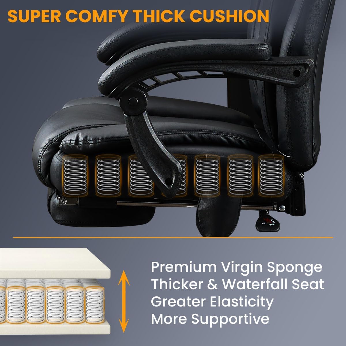 6 Points Vibration & Heat Massage Office Chair with Foot Rest,500lbs Big and Tall Office Chairs,Ergonomic Reclining Desk Chair for Home Office,Gaming