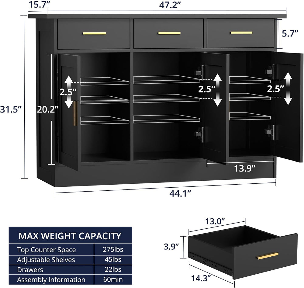 Buffet Cabinet with Storage - Buffets & Sideboards Kitchen Storage Cabine...