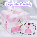 Girls Musical Jewelry Box with Drawer and Spinning Ballerina,Fairy Disign Kids Music Box for Little Girls Gifts Jewel Storage for Kids Ages 3-10