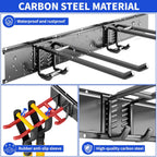 Garage Tool Organizer Wall Mount, 48inch Heavy Duty Garden Tool organizer Storage System, Easy Install With 6 Adjustable Bilayer Hooks, For Garage, Basement, Shed, Workshop(Black)