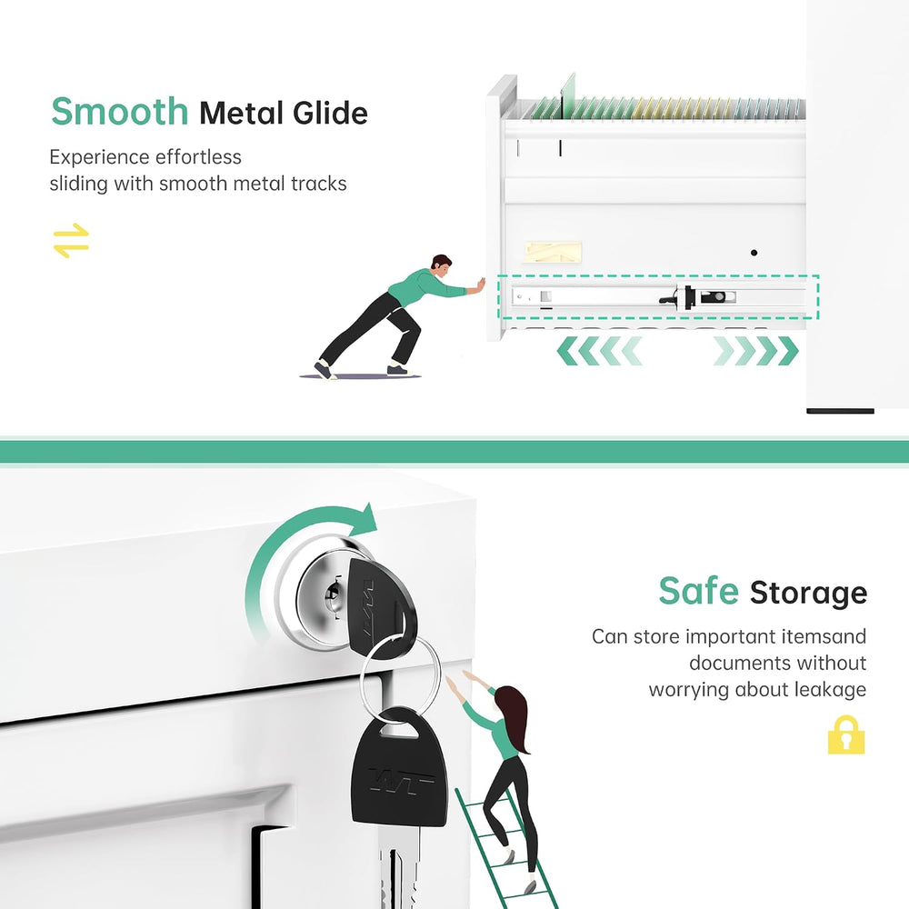 Bonusall Vertical File Cabinet with Lock 3 Drawer Locking Vertical Filing Cab...