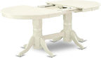 East West Furniture VABO5-LWH-LC 5 Piece Kitchen Table & Chairs Set Includes an Oval Dining Room Table with Butterfly Leaf and 4 Faux Leather Upholstered Chairs, 40x76 Inch, Linen White