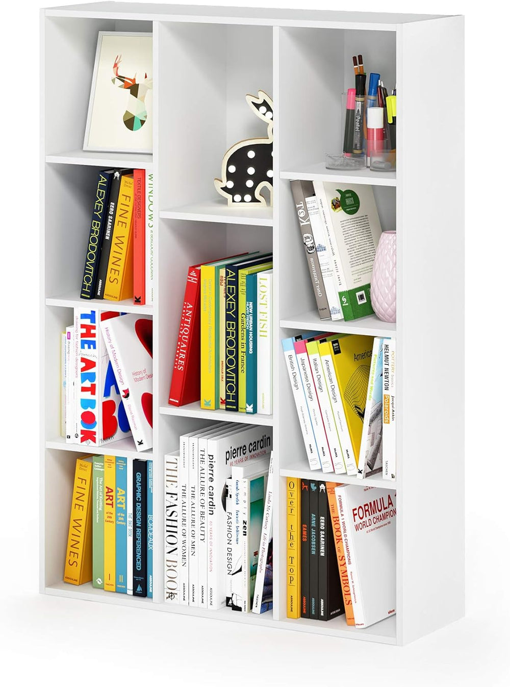 Furinno LUDER Book Shelf, 11-Cube Bookshelf, Reversible Bookcase, 9.4 x 29.1 ...