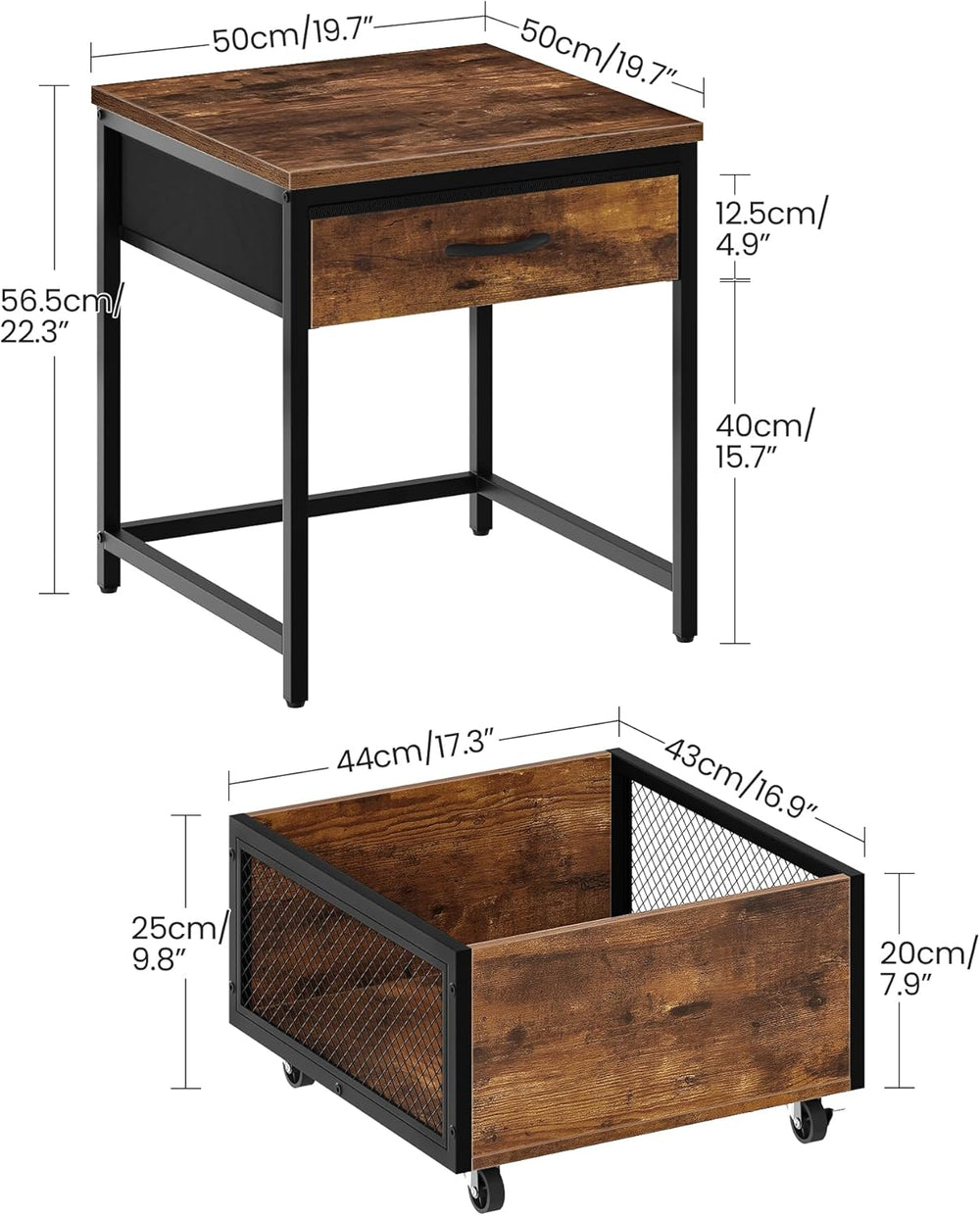 CHOEZON Narrow Side Table and Mini Fridge Stand with Storage, Skinny End Tabl...