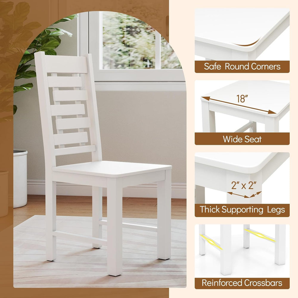 Giantex Wooden Dining Chairs Set of 4, 100% Solid Rubber Wood Kitchen Chair w...