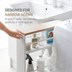 YAMAZAKI home Tower Rolling Slim Storage Cart With Handle White