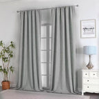 Joydeco Natural Linen Curtains 84 inch Length 2 Panels Set Burg 100% Blackout Patio Door Curtain Room Darkening Sliding Door Curtains Thermal Insulated Back tab Rod Pocket(105x84 inch, Sage Green)