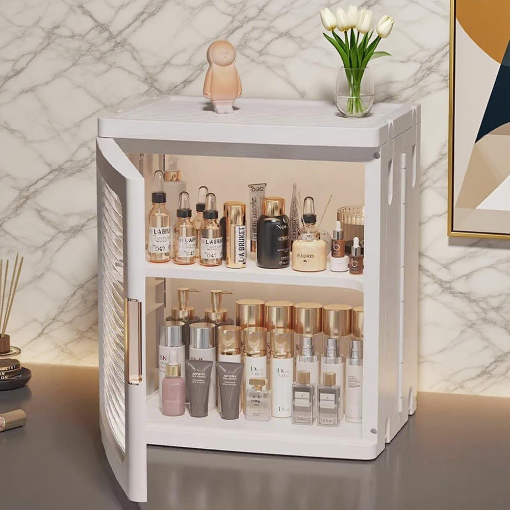 Countertop Storage Cabinet with Door and Shelf Mini Foldable Small Cabinet Or...