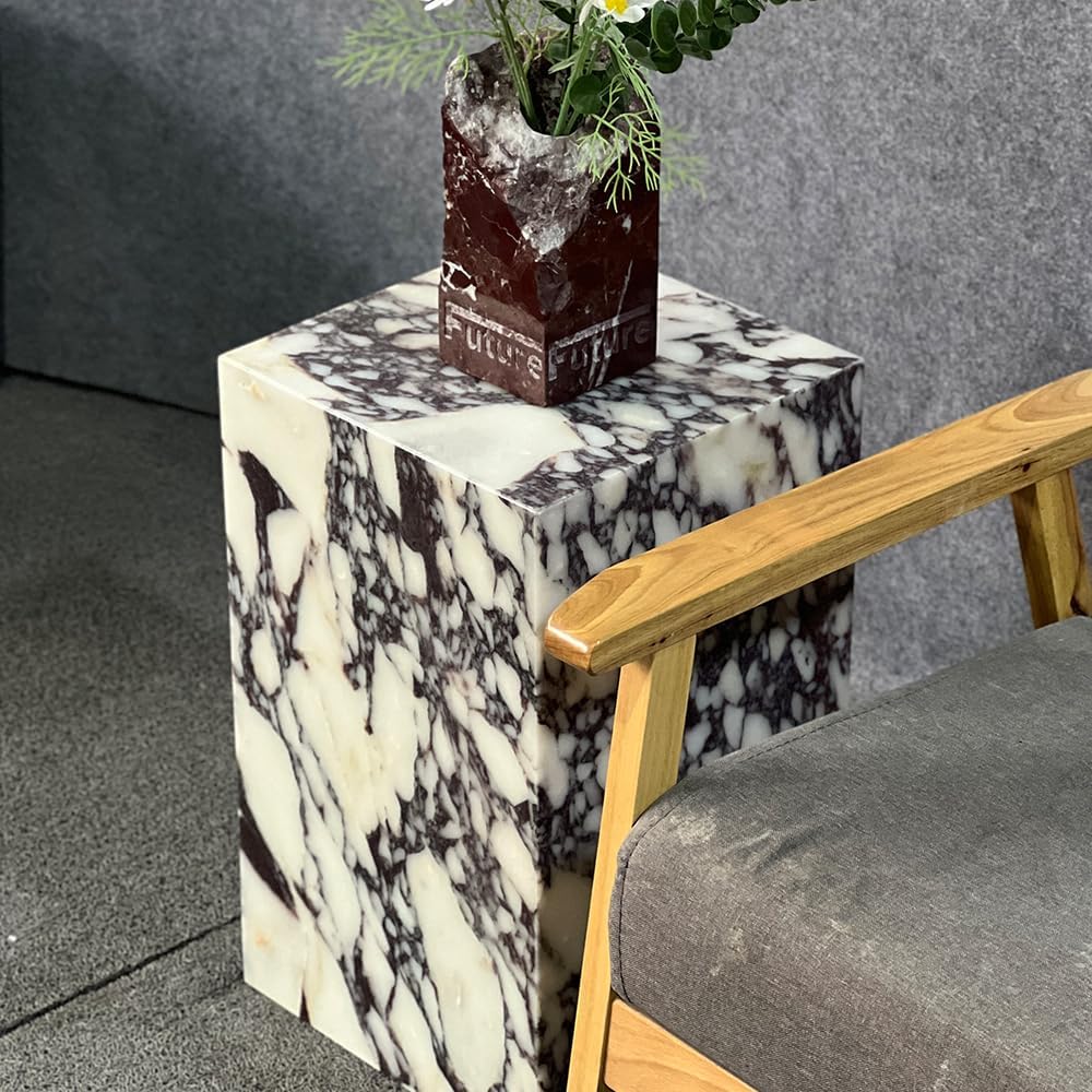 Luxury Marble Side Table,Square End Table for Modern Sofa and Bed, Living Roo...