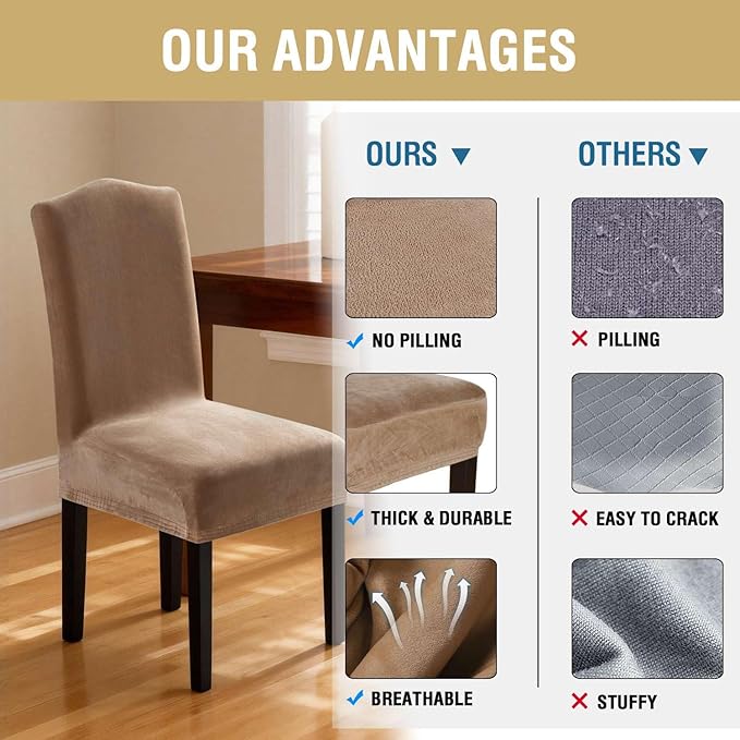 H.VERSAILTEX Velvet Dining Chair Covers Stretch Chair Covers for Dining Room ...