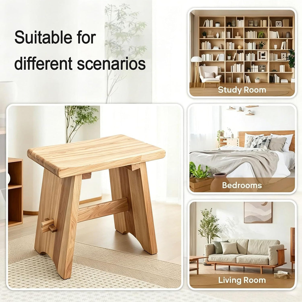 18" Teak Shower Bench Solid Wood Stool 800 lb Rustic Waterproof Seat