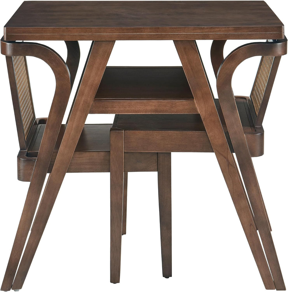 3-Piece Modern Dining Set with Stackable Dining Chairs, Solid Wood Square Tab...