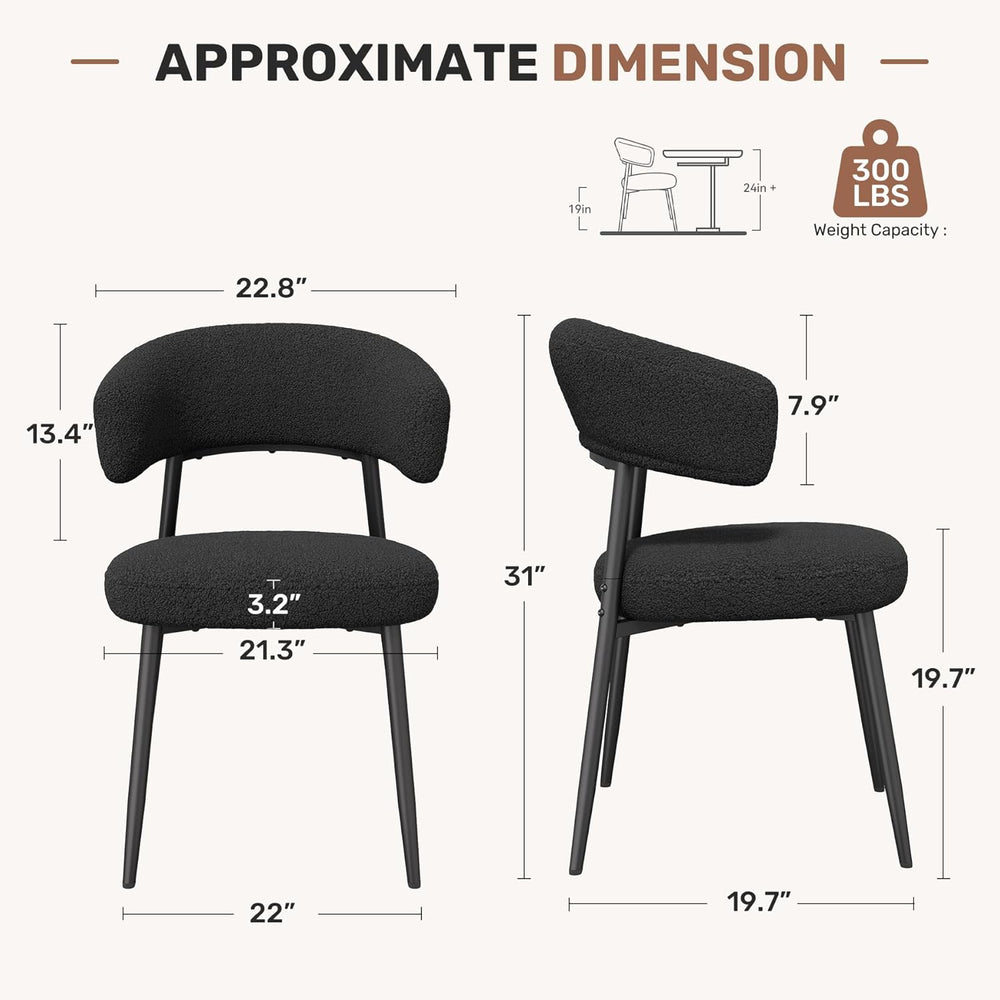 Dining Chairs Set of 4, Mid Century Modern Kitchen Chairs, Boucle Upholstered...
