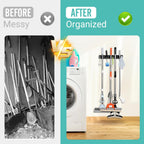 Broom and Mop Holder, Wall Mounted Organizer Mop and Broom Storage Tool Rack with 5 Ball Slots and 6 Hooks (2Pack)