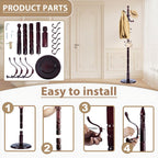 Solid Wooden Coat Rack Stand, Coat Racks Freestanding with 14 Hooks, Natural Birch Wood Coat stands with Sturdy Round Base, Tree Coat Hanger Standing for Entryway Bedroom Office (Ruyi Hook)