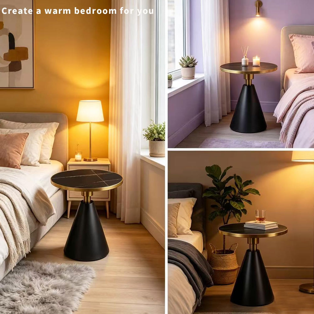 BeautyVerve Rock Plate Side Tables for Living Room, Modern Small Round Coffee...