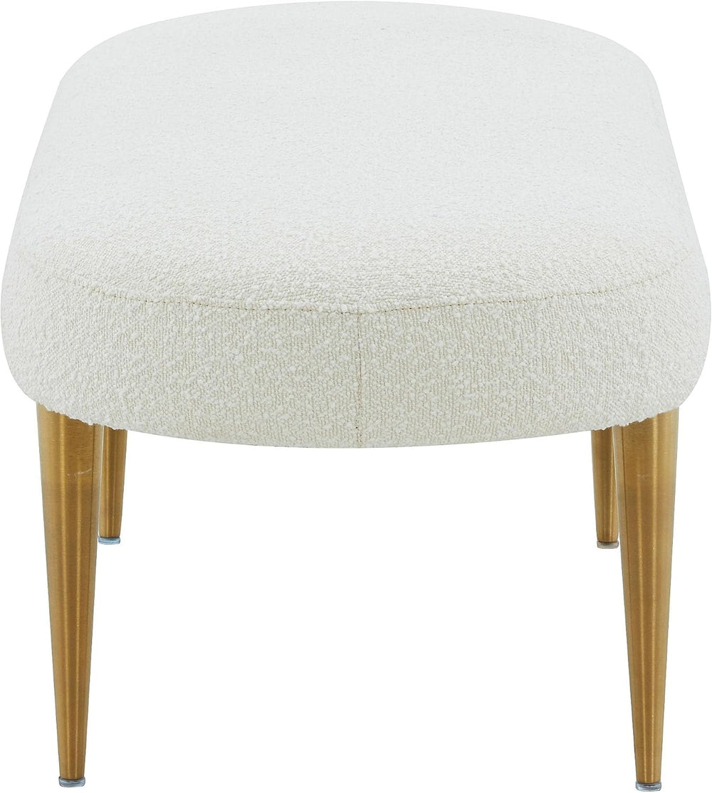 SAFAVIEH Couture Collection Corinna Glam Ivory Boucle/Gold Leg Oval Bench