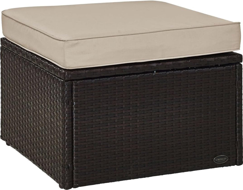 Crosley Furniture Palm Harbor Wicker Outdoor Ottoman Foot Rest for Patio, Dec...