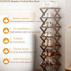 Shoe Rack, Bamboo Foldable Shoes Organizer Free Standing Shelf for Entryway, Closet, Bedroom, Hallway, | Natural | Functional | Multifunctional Shoe Rack (Brown Color) 7 Layers