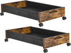 Under Bed Storage with Wheels, Wooden Under Bed Drawers On Wheels, Rolling Under Bed Shoe Storage, Space Saving, Rustic Brown,30L