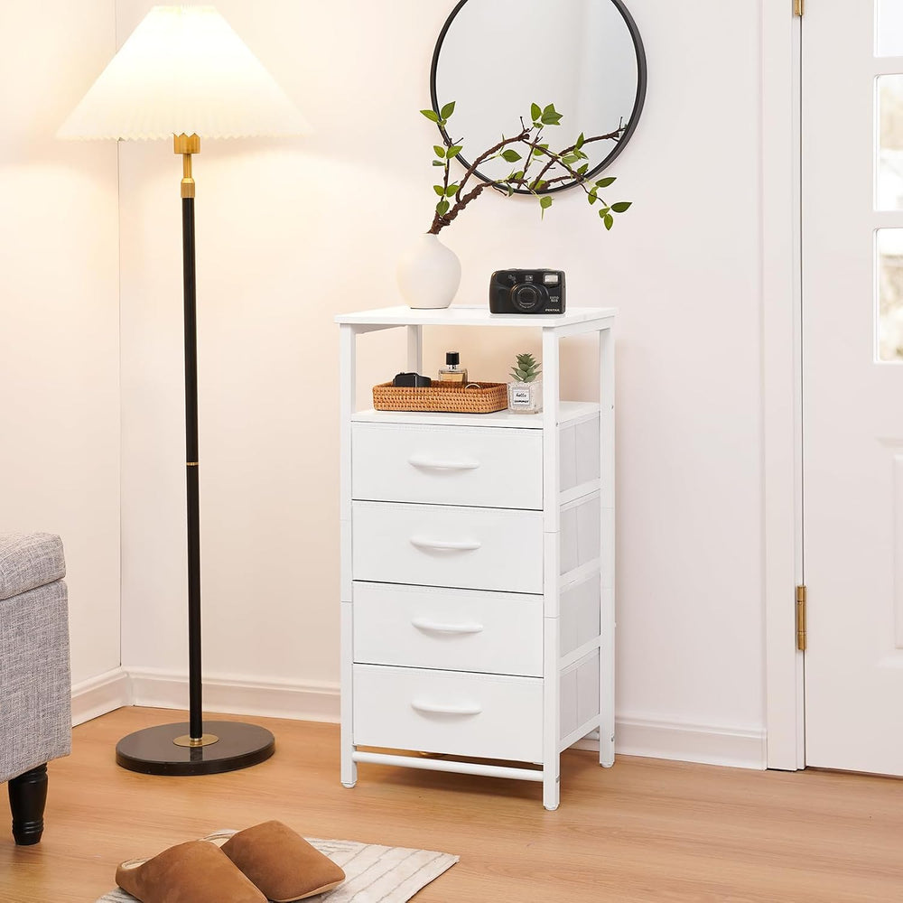 Yoobure Night Stand - LED White Nightstand with Charging Station, Bedside Tab...