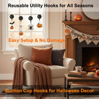 Suction Cup Hooks, Powerful Vacuum Wreath Hangers for Glass Door or Window, Set of 4, Black
