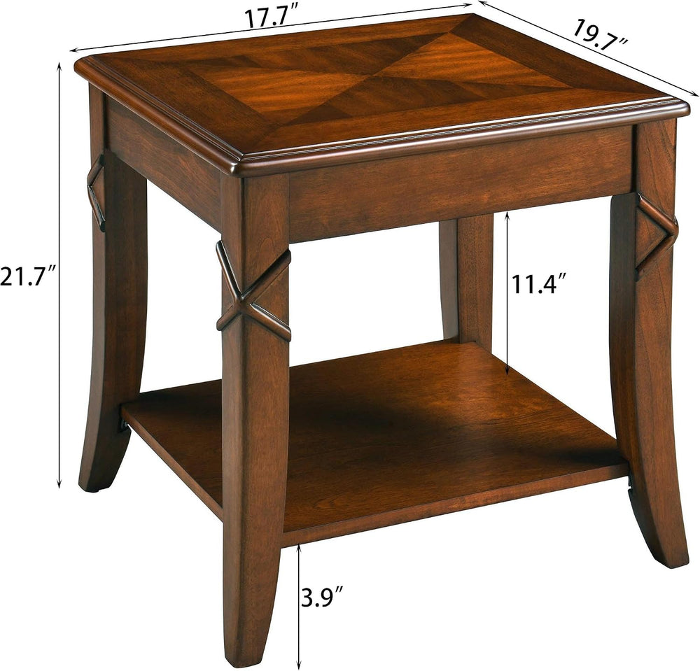 Living Room Tables Set of 3- One Coffee Table and Two End Table with Carved T...