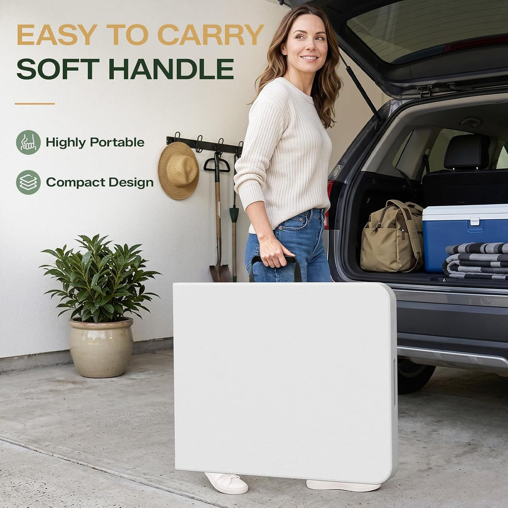 6FT Folding Table, Heavy Duty Plastic Fold-in-Half Utility Table with Handle,...