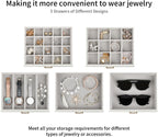 Jewelry Box with Mirror, White - Large Jewelry Organizer and Storage for Women