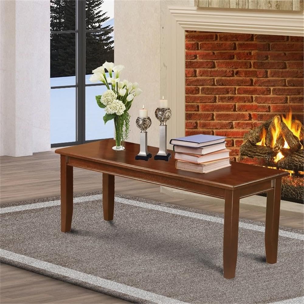 East West Furniture DUB-MAH-W Dudley Dining Table Bench with Wooden Seat, 51x...