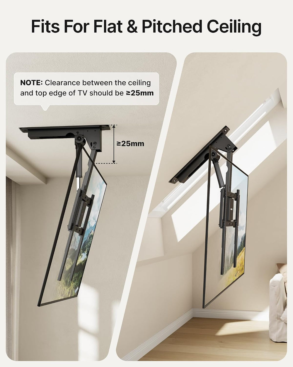 monTEK Motorized Ceiling TV Mount for 32-75 Inch TVs, Holds up to 121 lb | Lo...