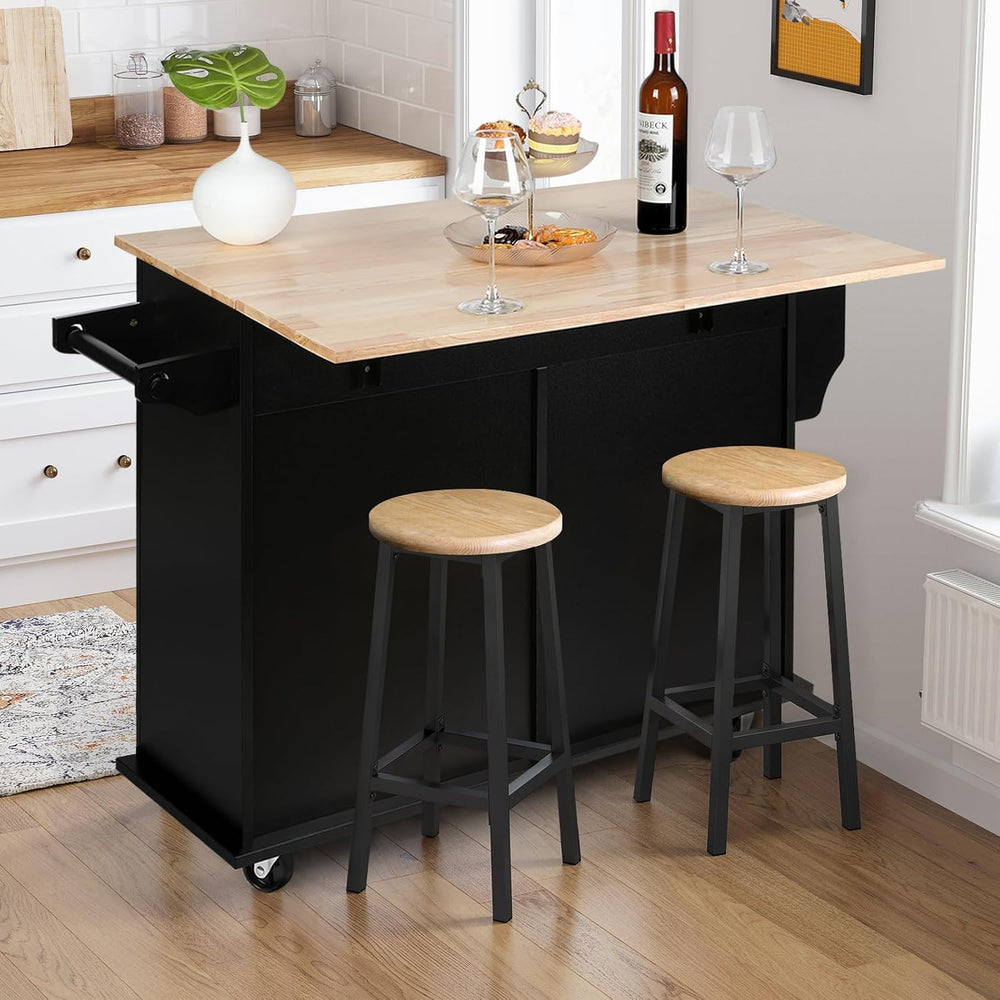 VOWNER 43" W Kitchen Island with Drop Leaf, Rolling Kitchen Island with ...