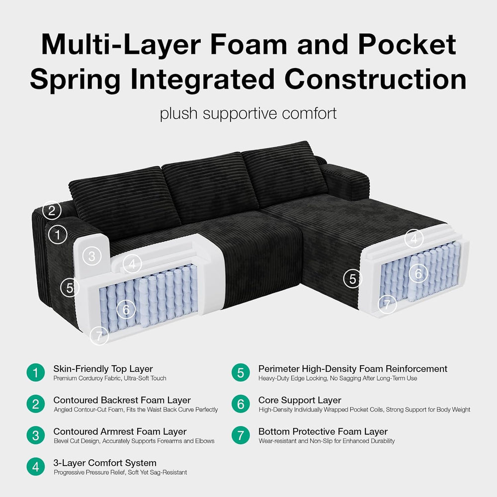 Novilla L-Shape Sectional Couches for Living Room with Smarts Coil® Support, ...