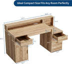 IDEALHOUSE Rectangular Computer Desk with Hutch & Printer Stand, Ripple Door Storage Home Office Desk, Space-Saving Study Writing Desk for Bedroom, Sturdy Board Student Desk with Easy Assembly