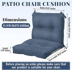 Geetery Outdoor Chair Cushions Set of 4 for Patio Lawn Furniture Wicker Rocking Dining Chairs 42x21x4 Inch High Back Seat Pads Replacement with Ties Weather-Resistant Fade-Resistant Indoor(Blue Gray)