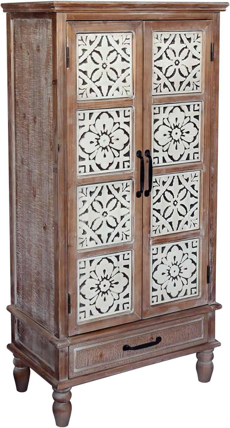 Vintage Kitchen Pantry Cabinet, Freestanding Farmhouse Storage Cabinet with 2...