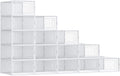 SONGMICS Shoe Boxes, Pack of 15 Shoe Storage Organizers, Stackable Clear Plastic Boxes for Closet, Sneakers, 13.1 x 9.1 x 5.6 Inches, Transparent and White ULSP015W02