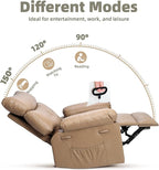 GarveeHome Oversized Rocker Swivel Recliner Chair - PU Leather Extra Wide Manual Recliner for Adults, Large Lazy Chair with 1.5X Sponge Comfort Arm and Back for Living Room, Bedroom