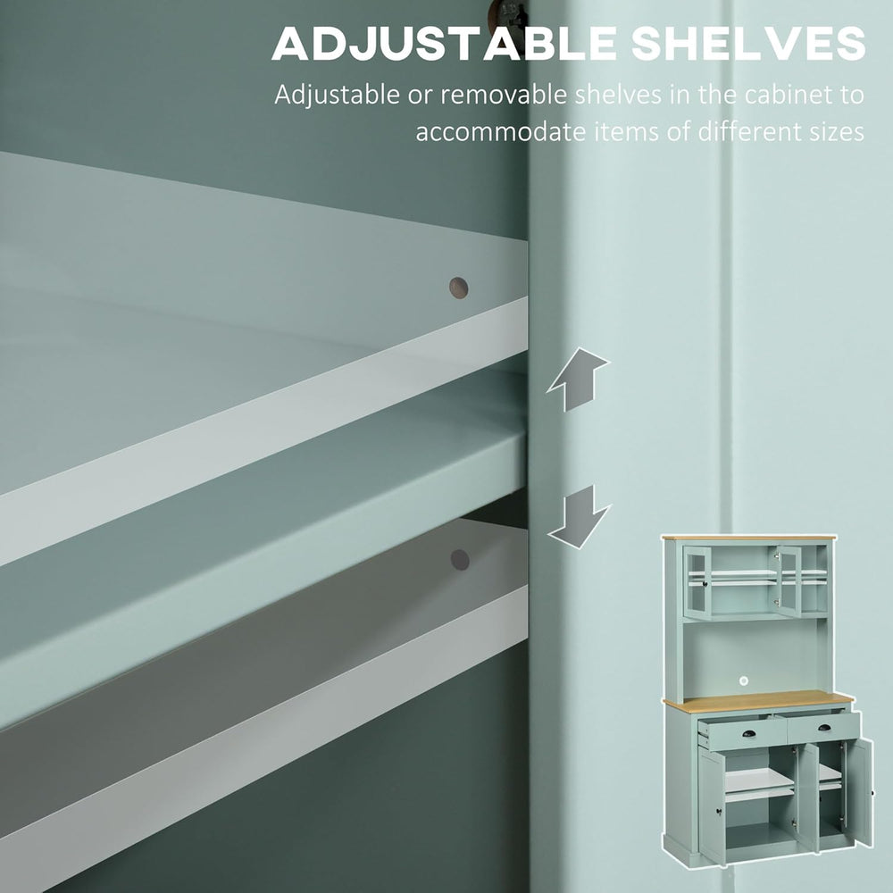 HOMCOM Kitchen Pantry Storage Cabinet with Microwave Stand, 71" Modern K...