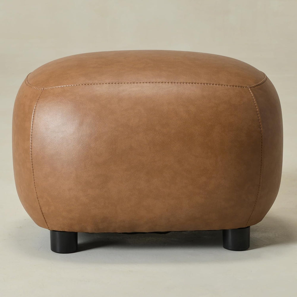 KINWELL 23" Wide Faux Leather Upholstered Ottoman Footrest, Camel | Livi...