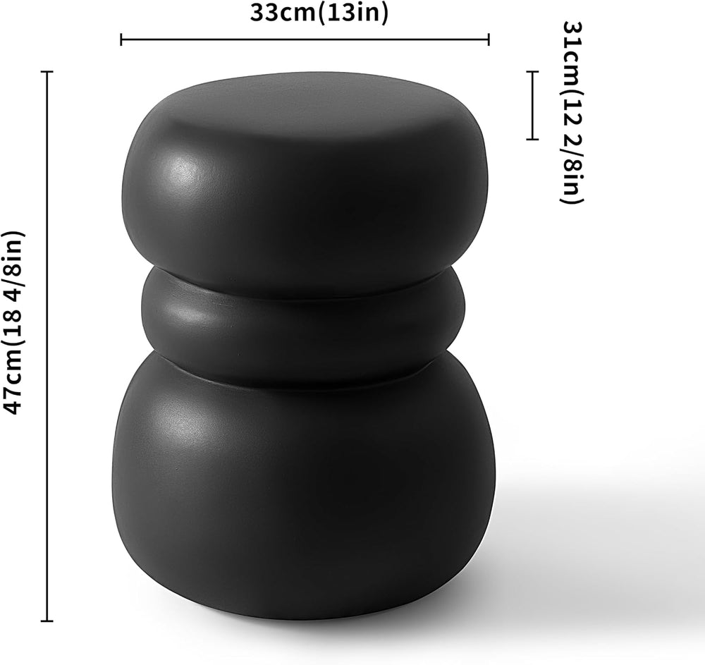 Black Concrete Side Table Unique Sculptural End Table, 19” Tall Handmade Ceme...