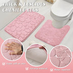 Bathroom Accessories Set- 25PC White Bathroom Set, Bathroom Set with Shower Curtain and Rugs, Pink Shower Curtain Set, Soap Dish & Trash Can