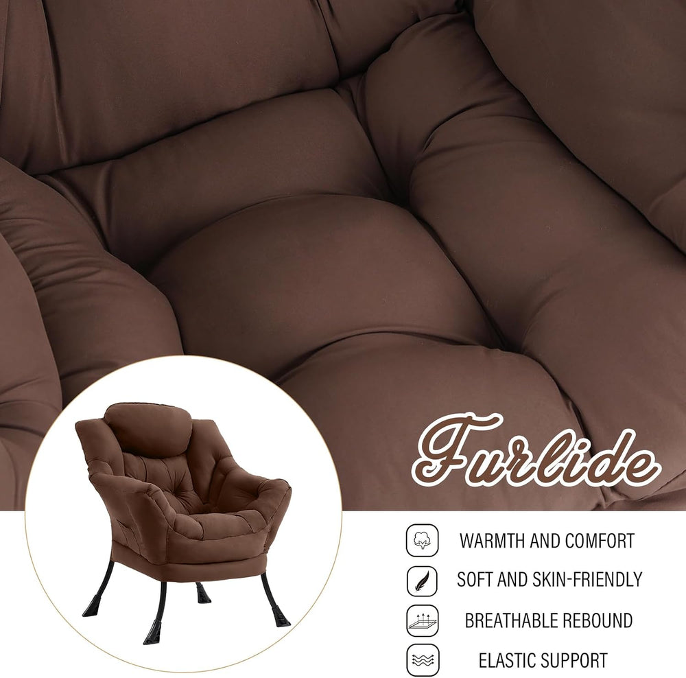 Furlide Lazy Chair for Living Room, Modern Accent Chairs with Armrests, Dark ...