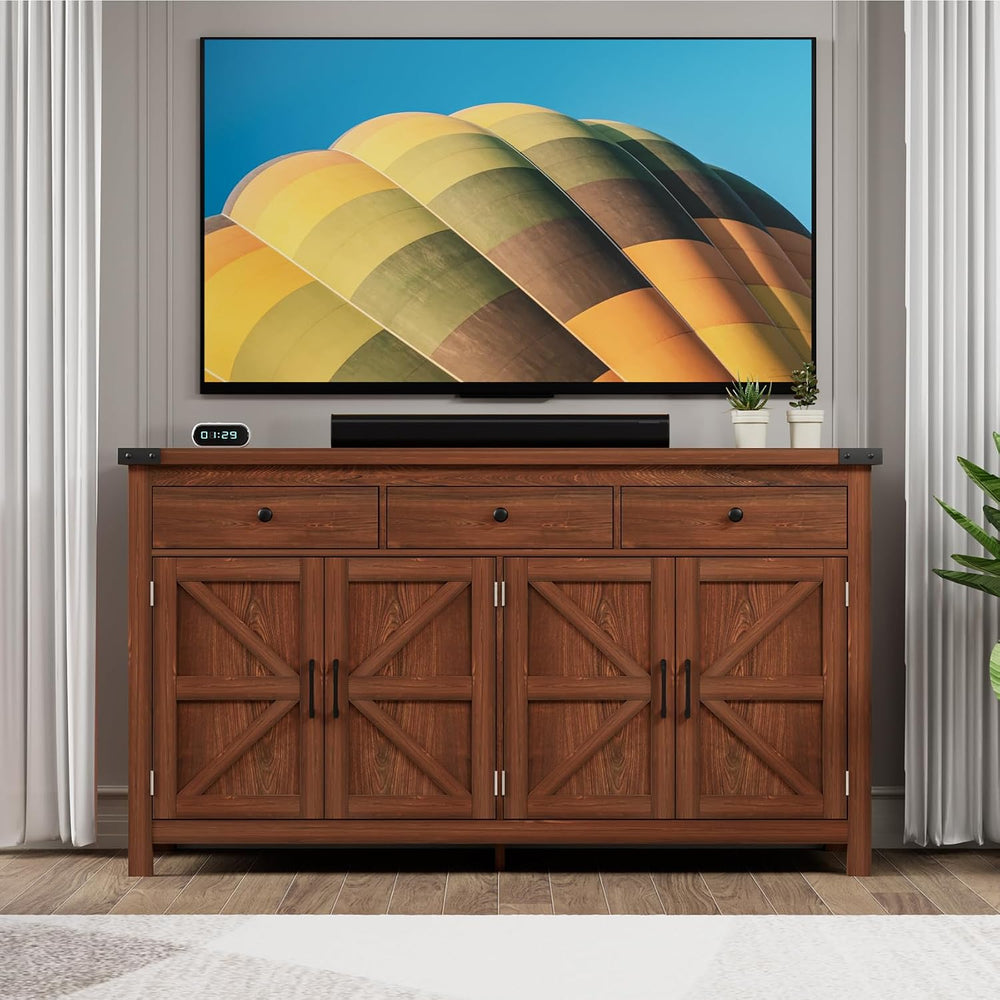 VVFLU 63" Sideboard Buffet Cabinet with Storage, Coffee Bar with 3 Drawe...