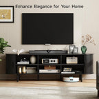 ONBRILL 70.8" TV Stand with Power Outlet for TVs up to 75 Inch, Entertainment Center with Storage and Adjustable Shelves, Modern Media Console with Sliding Doors for Living Room, Black