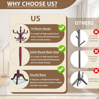 Solid Wooden Coat Rack Stand, Coat Racks Freestanding with 14 Hooks, Natural Birch Wood Coat stands with Sturdy Round Base, Tree Coat Hanger Standing for Entryway Bedroom Office（Redwood triangle2）