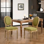 French Country Dining Chairs Set of 6,Farmhouse Upholstered Dining Room Chairs with Round Back and Solid Leg,Fabric Kitchen Side Chairs for Kitchen/Bedroom/Dining Room,Green
