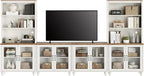 WAMPAT Entertainment Center with Bookshelves for TVs up to 75", Farmhouse Wall Unit TV Stand with Glass Doors, Media Console Table for Living Room, Bedroom & Home Theater, White