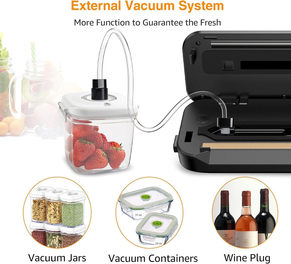 MEGAWISE Vacuum Sealer Machine, Portable Strong Suction Power Food Sealer, Ba...