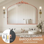G-LEAF Vintage Baroque Mirror 40"X30",Victorian Antique Farmhouse Mirror for Fireplace Living Room